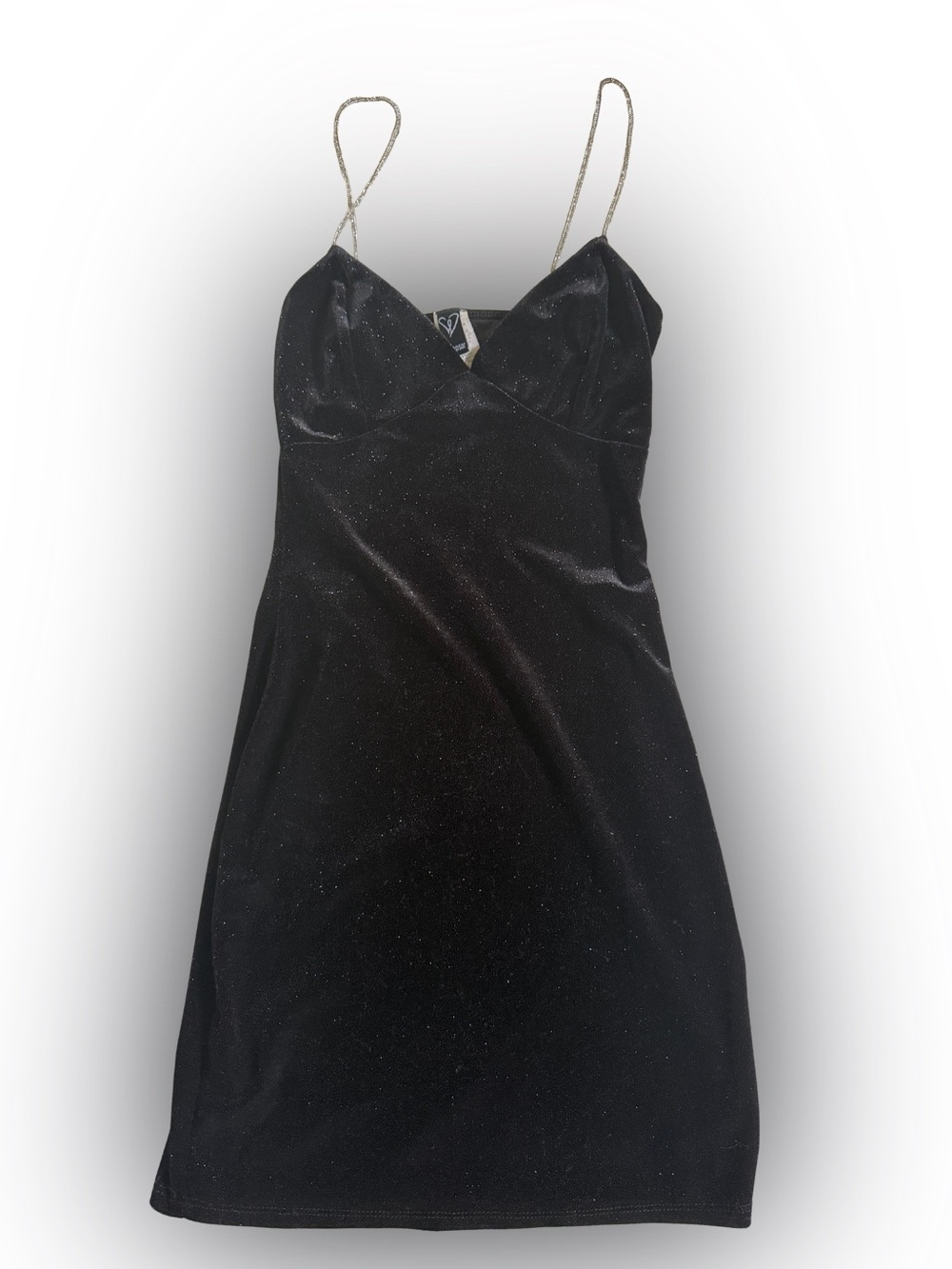 black sparkle velvet dress with sparkle straps
